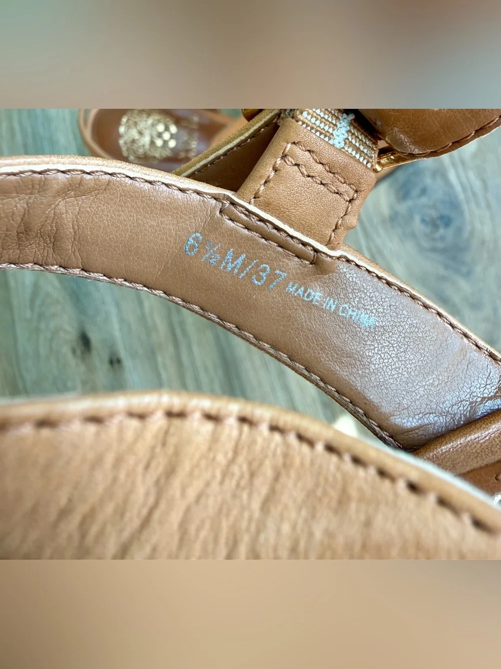 Vince Camuto Tan Braided Platform Block Heel Sandals Size 6.5
